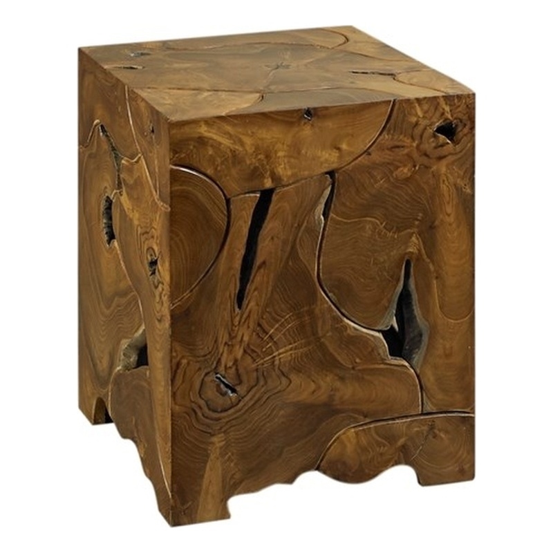 Padma's Plantation Teak Root Tall End Table in Natural