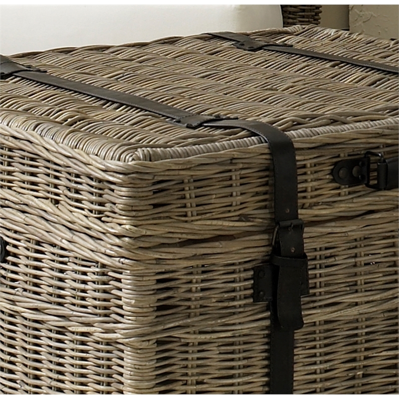 Padma's Plantation Woven End Table / Trunk in Kubu Grey