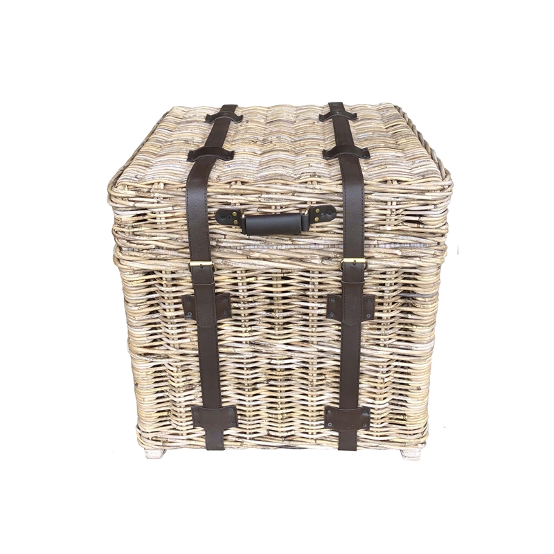 Padma's Plantation Woven End Table / Trunk in Kubu Grey