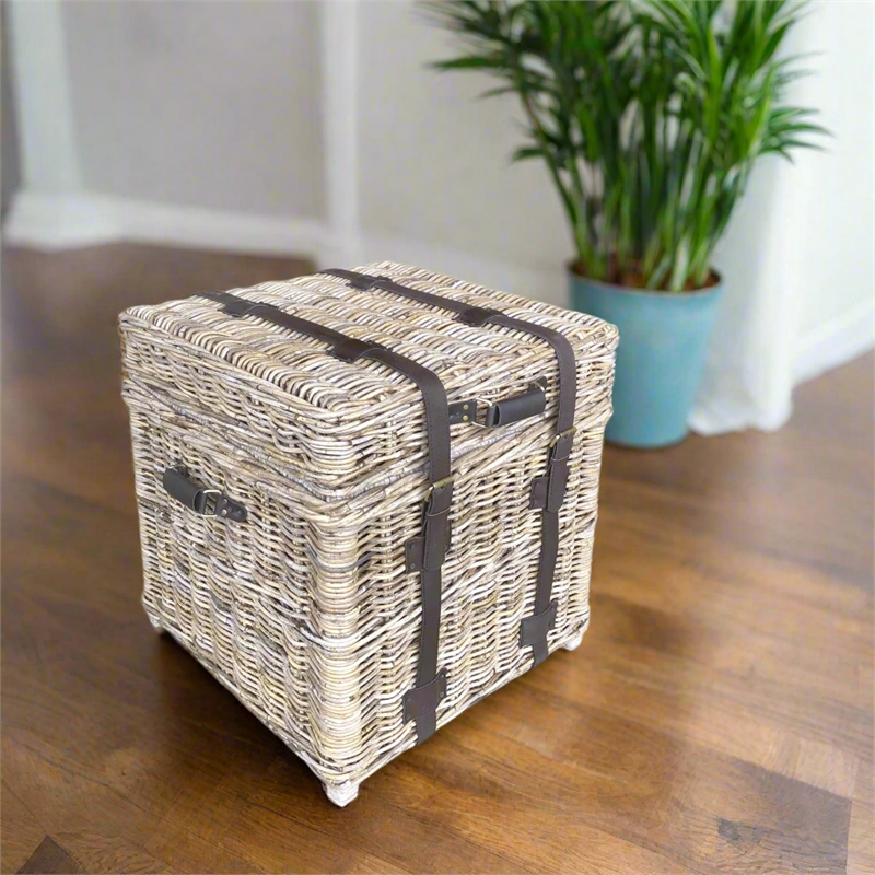Padma's Plantation Woven End Table / Trunk in Kubu Grey
