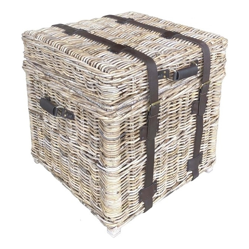 Padma's Plantation Woven End Table / Trunk in Kubu Grey