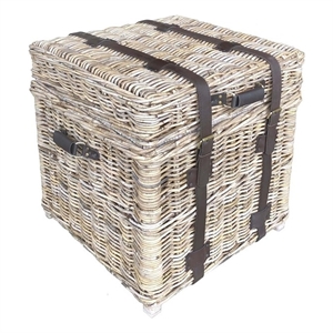 Padma's Plantation Woven End Table / Trunk in Kubu Grey