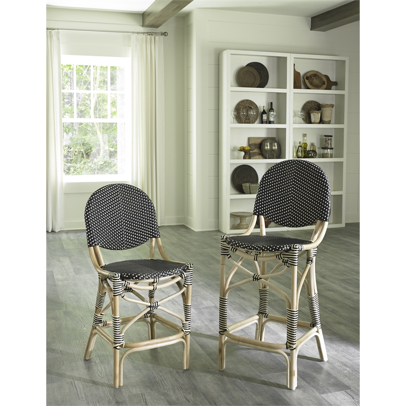 Padma's Plantation French Bistro Barstool in Black/Beige
