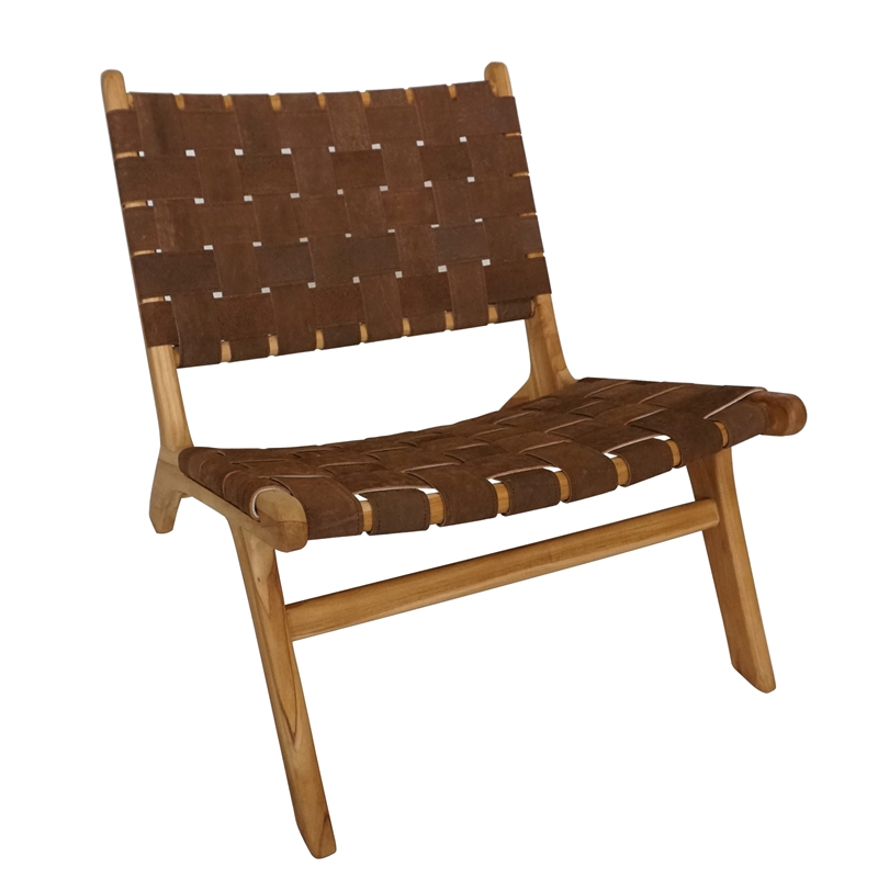Padma's Plantation Kenneth Strap Chair in Dark Brown Suede