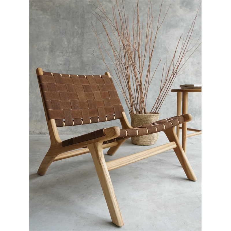 Padma's Plantation Kenneth Strap Chair in Dark Brown Suede