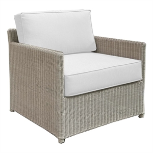 Padma's Plantation Malio Lounge Chair w/ Base White Fabric in Naturral
