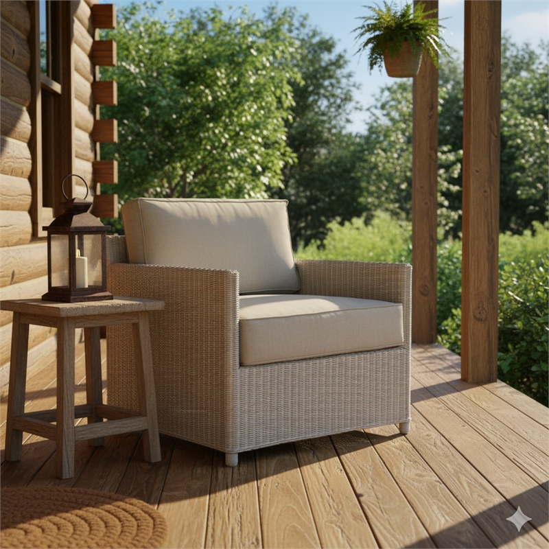 Padma's Plantation Malio Lounge Chair w/ Seminyak Sand Fabric in Naturral
