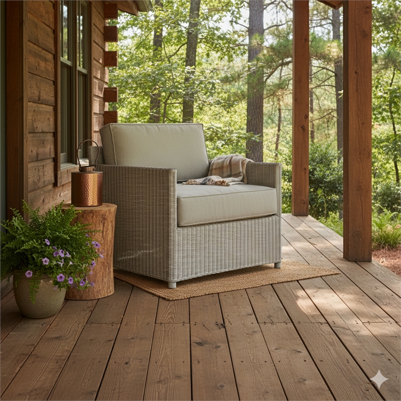 Padma's Plantation Malio Lounge Chair w/ Seminyak Sand Fabric in Naturral