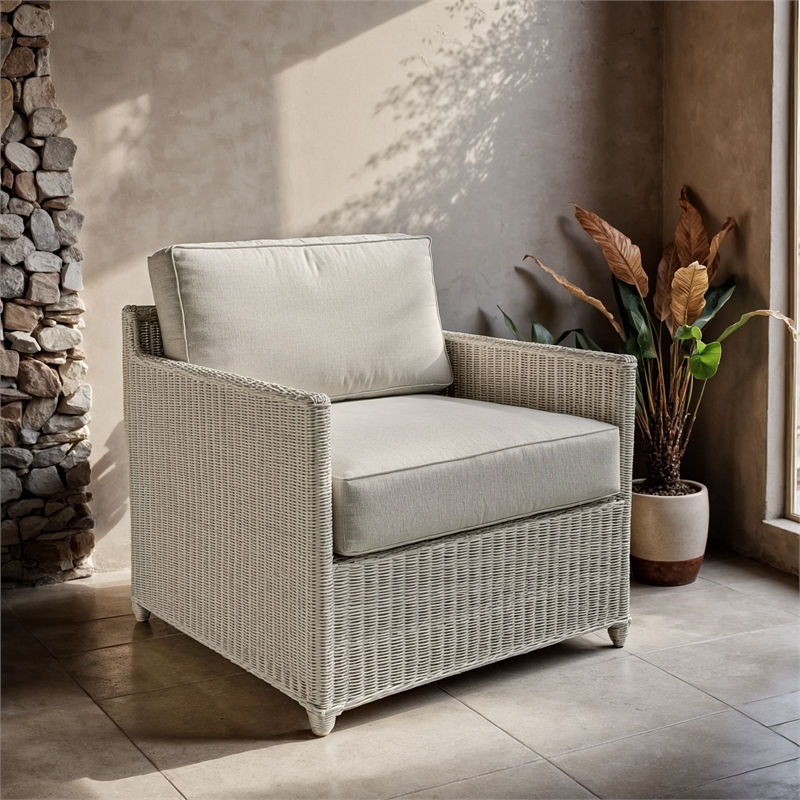 Padma's Plantation Malio Lounge Chair w/ Seminyak Sand Fabric in Naturral
