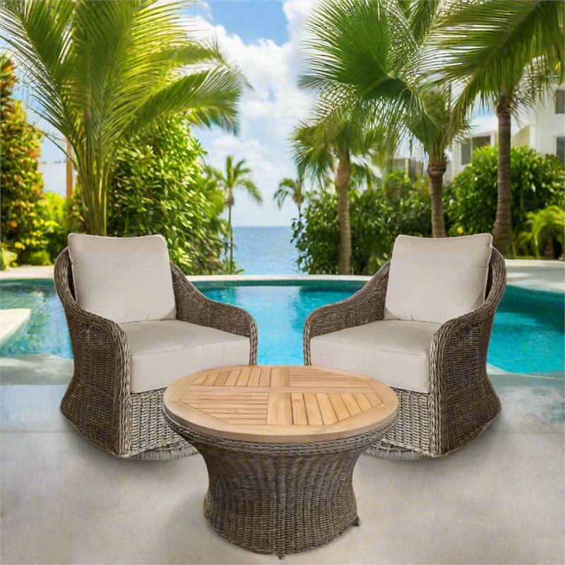 Padma's Plantation Capri Outdoor Swivel Chair Seminyak Sand in Naturral