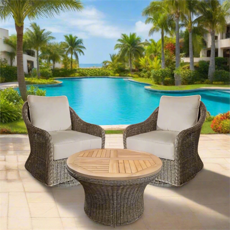 Padma's Plantation Capri Outdoor Swivel Chair Seminyak Sand in Naturral