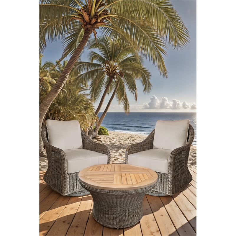 Padma's Plantation Capri Outdoor Swivel Chair Seminyak Sand in Naturral