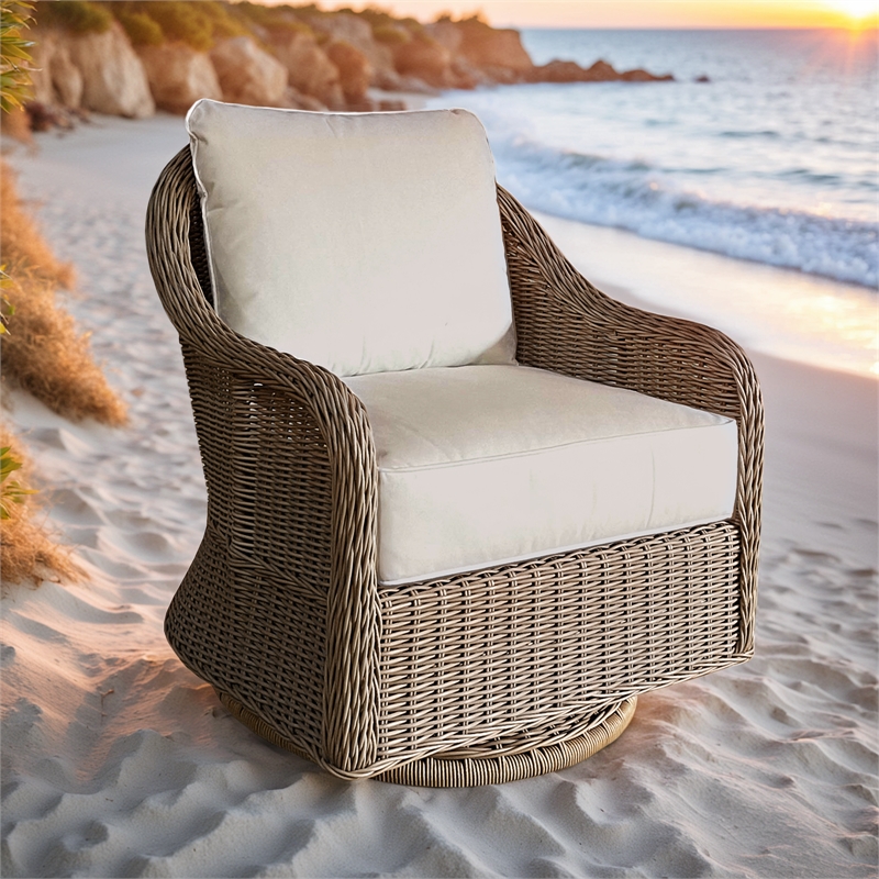 Padma's Plantation Capri Outdoor Swivel Chair Seminyak Sand in Naturral