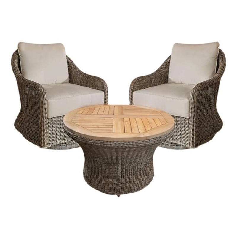 Padma's Plantation Capri Outdoor Swivel Chair Seminyak Sand in Naturral