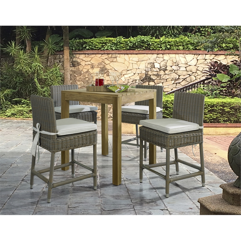 Padma's Plantation Rustic Teak Outdoor Counter Table in Natural