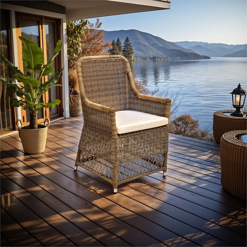 Padma's Plantation Outdoor Viceroy Arm Dining Chair in Naturral