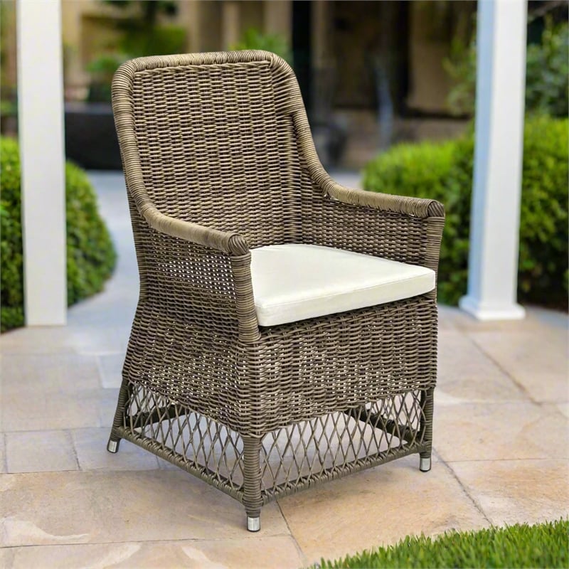 Padma's Plantation Outdoor Viceroy Arm Dining Chair in Naturral