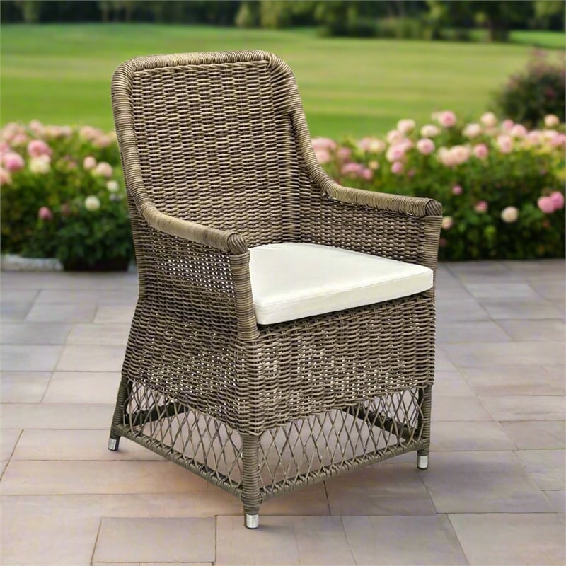 Padma's Plantation Outdoor Viceroy Arm Dining Chair in Naturral