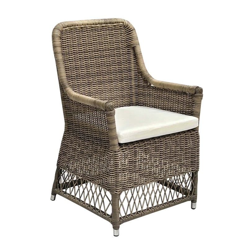 Padma's Plantation Outdoor Viceroy Arm Dining Chair in Naturral
