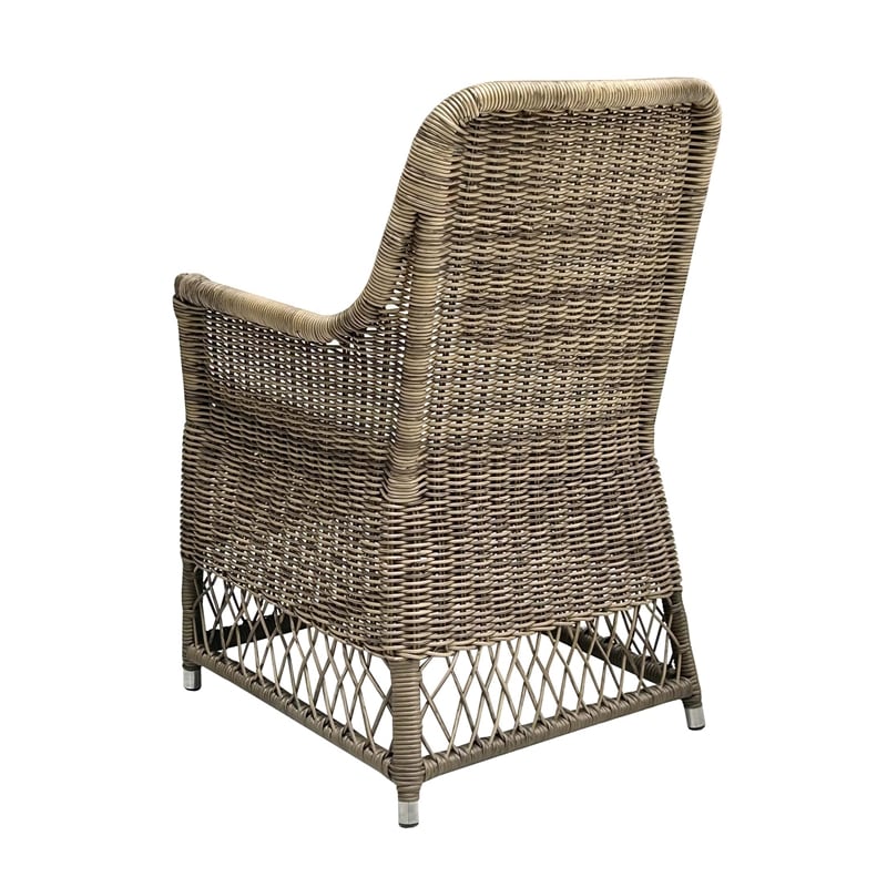 Padma's Plantation Outdoor Viceroy Arm Dining Chair in Naturral