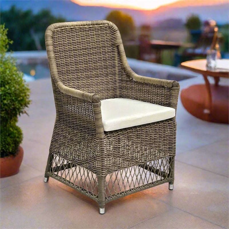 Padma's Plantation Outdoor Viceroy Arm Dining Chair in Naturral