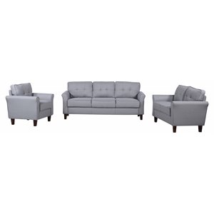 U.S Pride Furniture Mcnaboe 3-Piece Linen Fabric Living Room Set in Light Gray