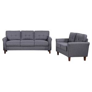 U.S Pride Furniture Mcnaboe 2-Piece Linen Sofa & Loveseat Set in Dark Gray
