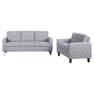 U.S Pride Furniture Celestia 2-piece Fabric Living Room Set in Light Gray