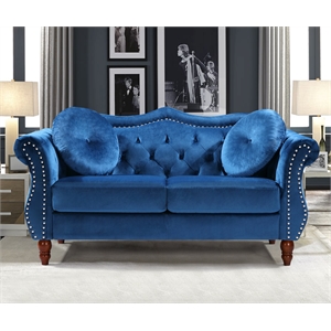 u.s pride furniture tommy velvet and wood chesterfield loveseat