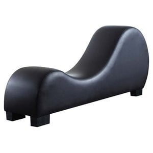 U.S Pride Furniture Dilys Faux Leather Armless Chaise Lounge in Black