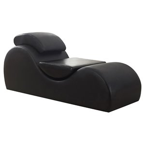 U.S Pride Furniture Agridaki Faux Leather and Wood Chaise Lounge in Black