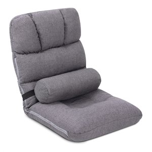 pellabant adjustable 5-position fabric floor chair with back support in gray