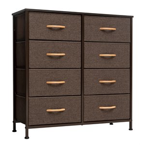 pellabant 8 drawers fabric & steel vertical dresser storage tower in brown