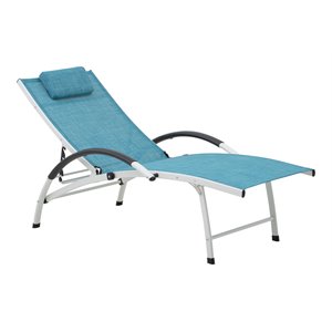 pellabant aluminum outdoor folding reclining chaise lounge chair in blue