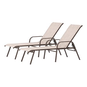 pellabant adjustable aluminum outdoor chaise lounge chair in beige (set of 2)