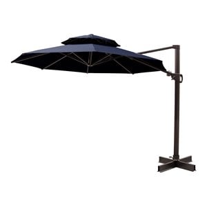 pellabant double top round aluminum patio cantilever umbrella in navy blue