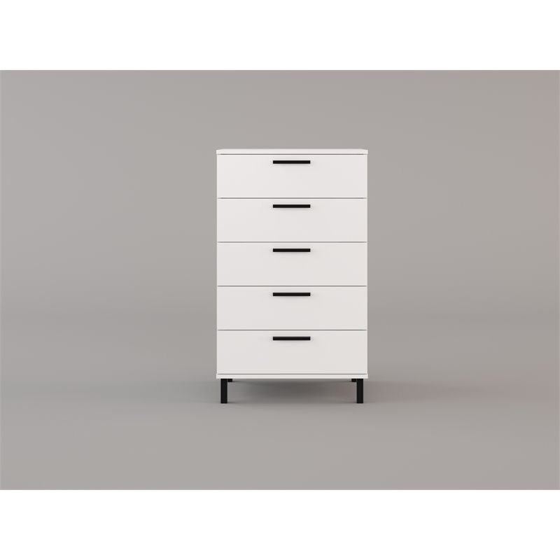 Mod-Arte Lyon 5-Drawer Modern MDF and Engineered Wood Chest in White