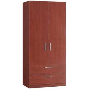 mod-arte cambridge 2-drawer wood wardrobe cabinet in mahogany