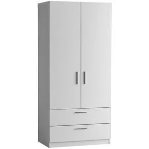 mod-arte lyon 2-drawer freestanding wood wardrobe cabinet in matte white