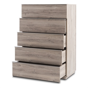 mod-arte porto 5-drawer tall bedroom chest in oak