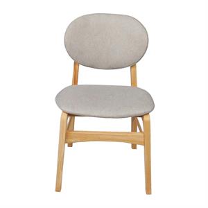 lily light grey rubber wood fabric dining chair with natural leg (set of 2)
