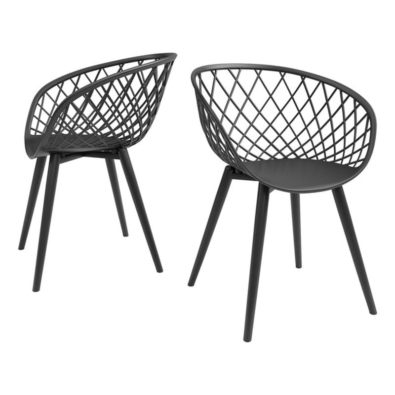 Jamesdar Kurv Plastic and Steel Chair 2 Piece Set in Black