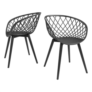 jamesdar kurv plastic and steel chair 2 piece set in black