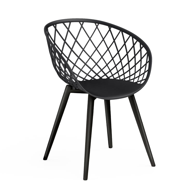 Jamesdar Kurv Plastic and Steel Chair 2 Piece Set in Black