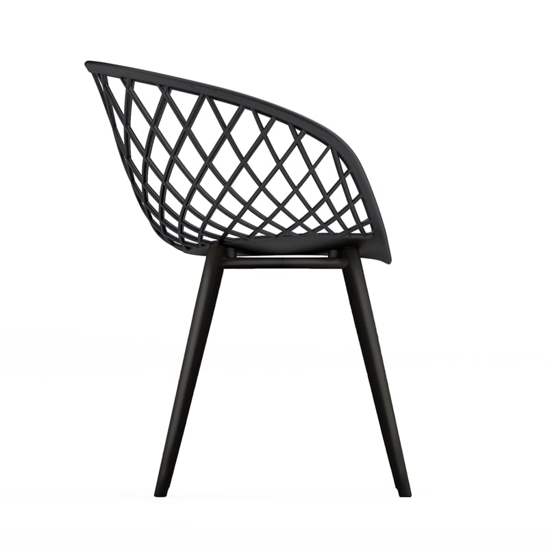 Jamesdar Kurv Plastic and Steel Chair 2 Piece Set in Black