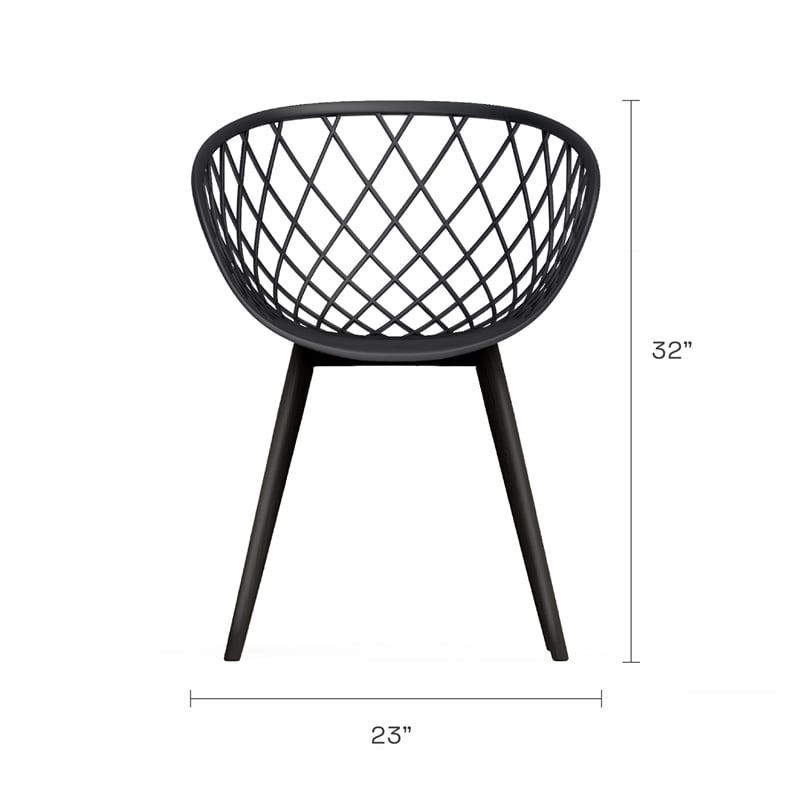 Jamesdar Kurv Plastic and Steel Chair 2 Piece Set in Black