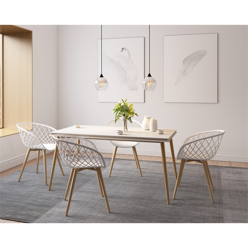 Jamesdar Kurv Steel Chair 2 Piece Set in White & Natural