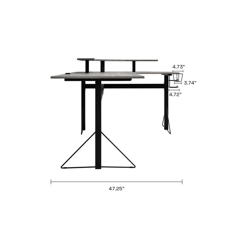 Jamesdar Core Steel and Wood L-Shape Gaming Desk in Black & Gray
