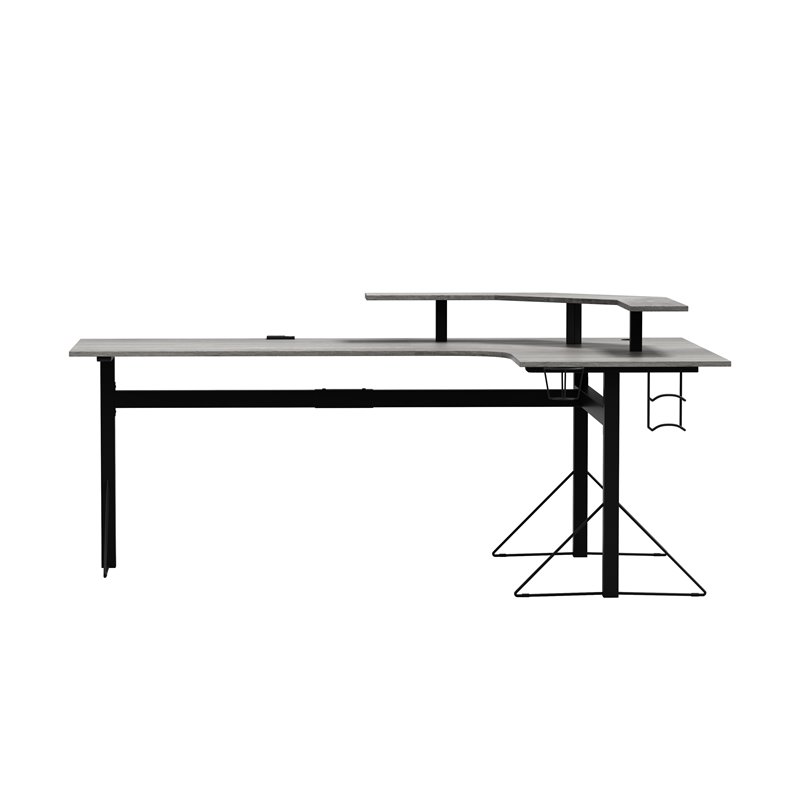 Jamesdar Core Steel and Wood L-Shape Gaming Desk in Black & Gray