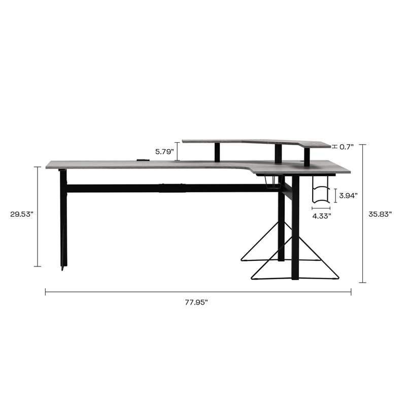 Jamesdar Core Steel and Wood L-Shape Gaming Desk in Black & Gray